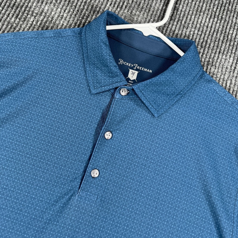 Hickey Freeman Polo Shirt Mens Large Blue Short Sleeve Golf Casual Outdoor